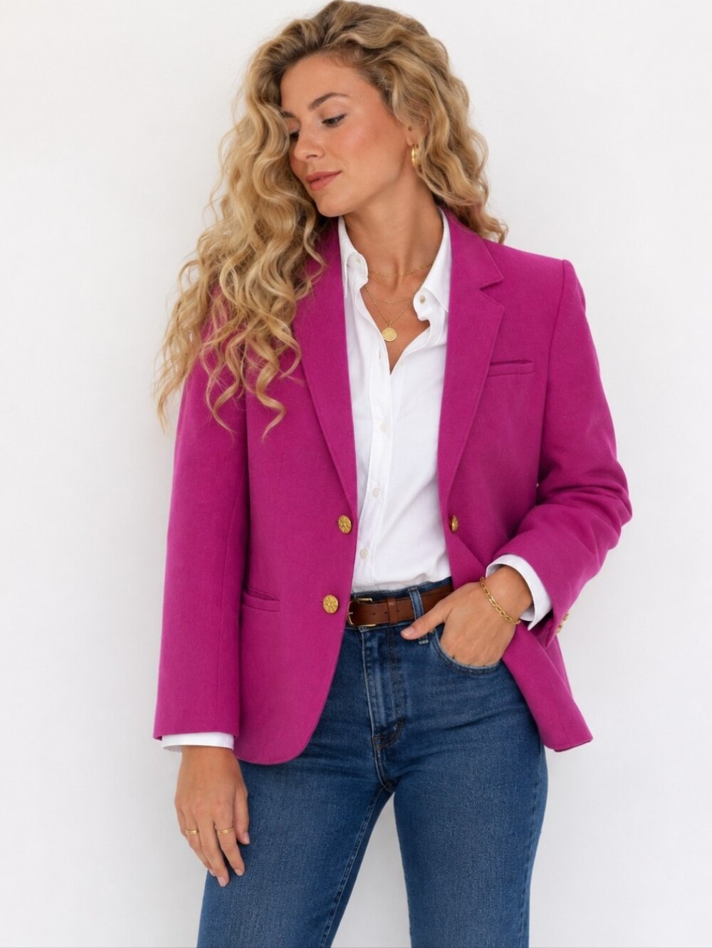 Vintage Equestrian Wool Blazer Camden Classics Pink Magenta